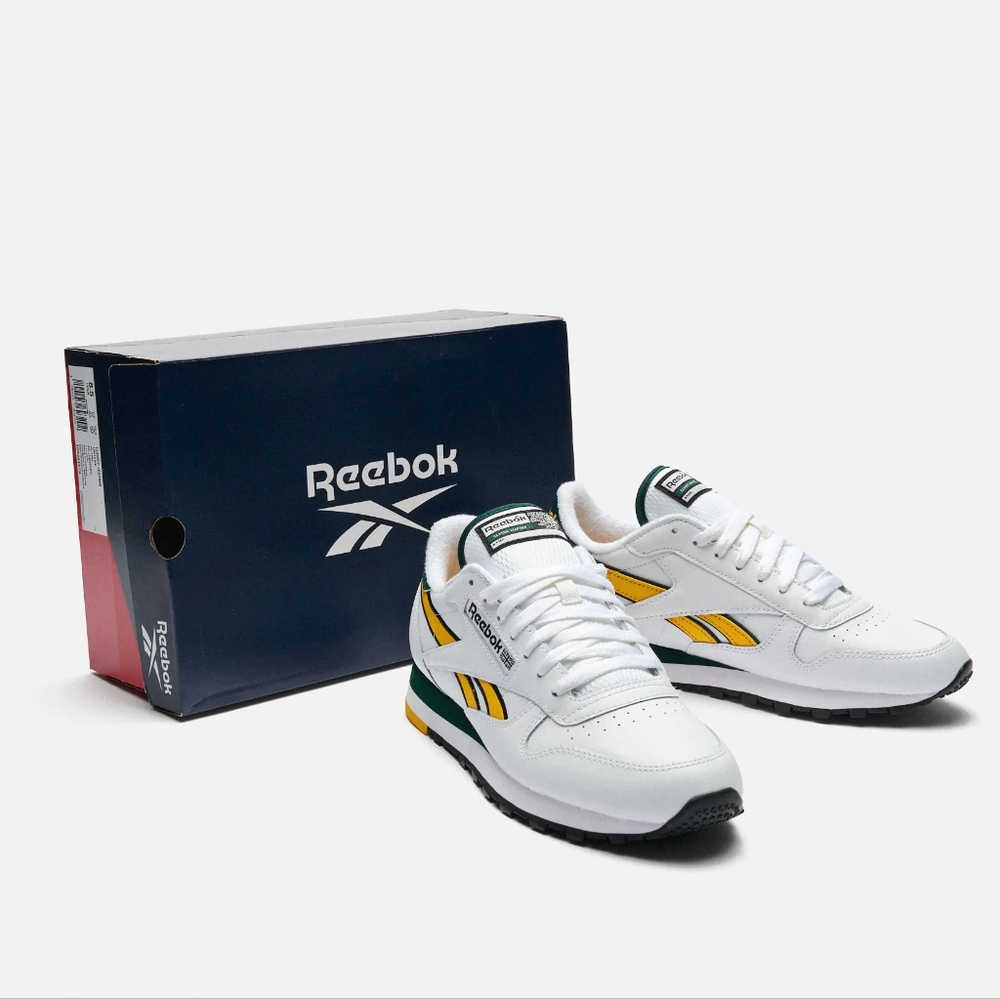 SOLD Reebok Classic Leather White/Fierce Gold/Collegiate Green - Picture 4 of 17